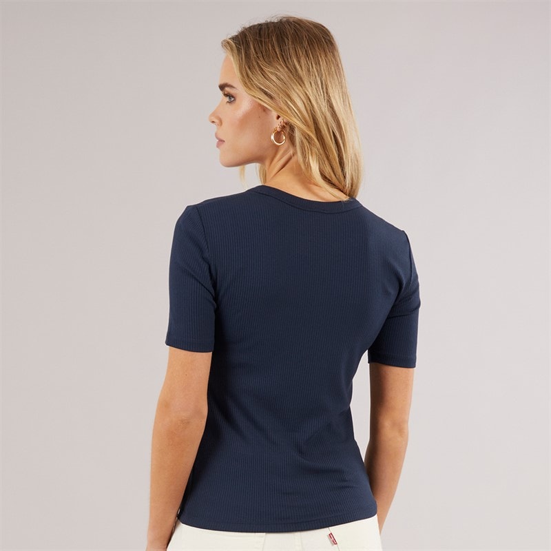 Calvin Klein Womens Modal Rib T-Shirt Dark Sapphire - Image 2