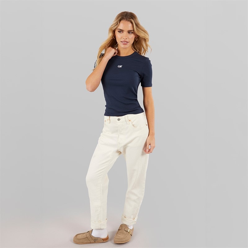 Calvin Klein Womens Modal Rib T-Shirt Dark Sapphire - Image 3