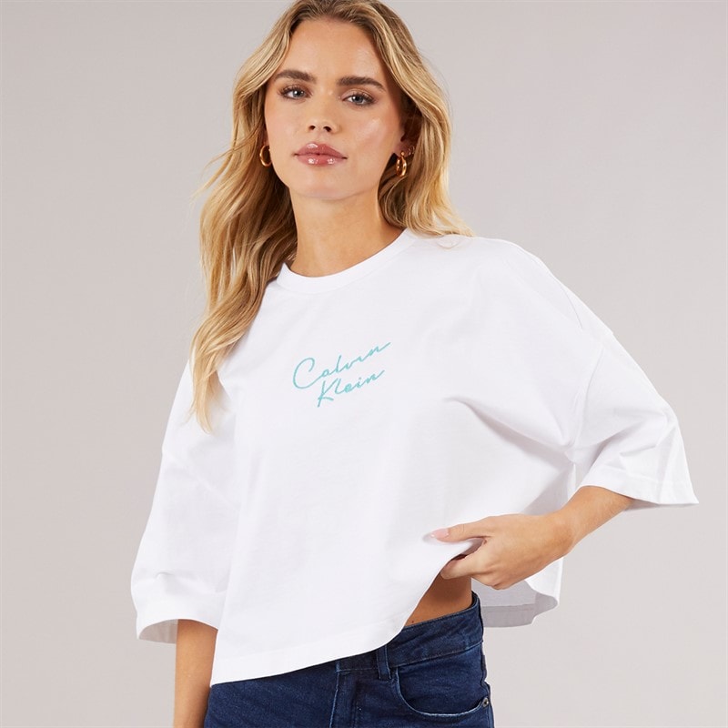 Calvin Klein Womens Cropped T-Shirt Brilliant White