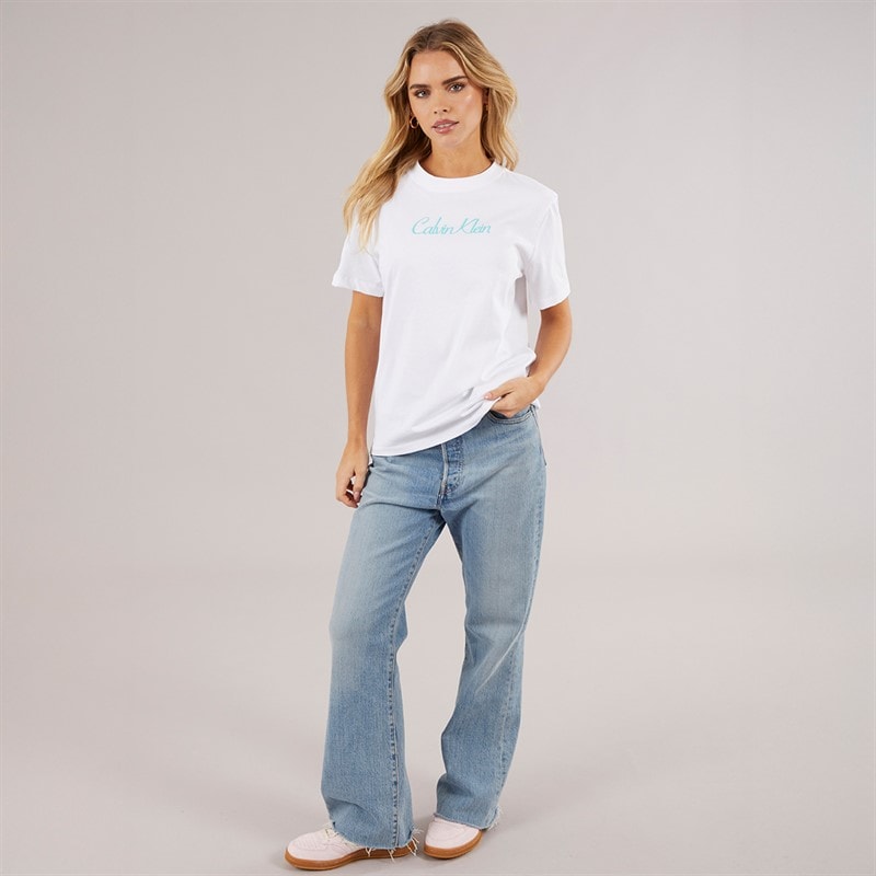 Calvin Klein Womens Classic Logo T-Shirt Brilliant White - Image 3