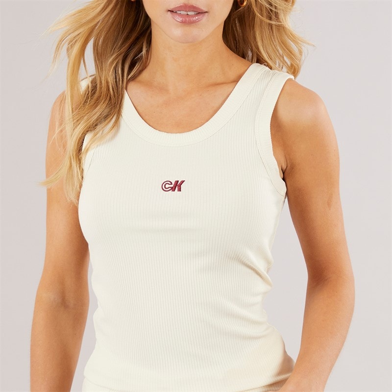 Calvin Klein Womens Modal Rib Vest Cloud Cream - Image 3