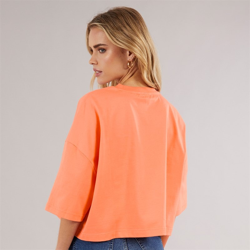 Calvin Klein Womens Cropped T-Shirt Powder Orange - Image 2