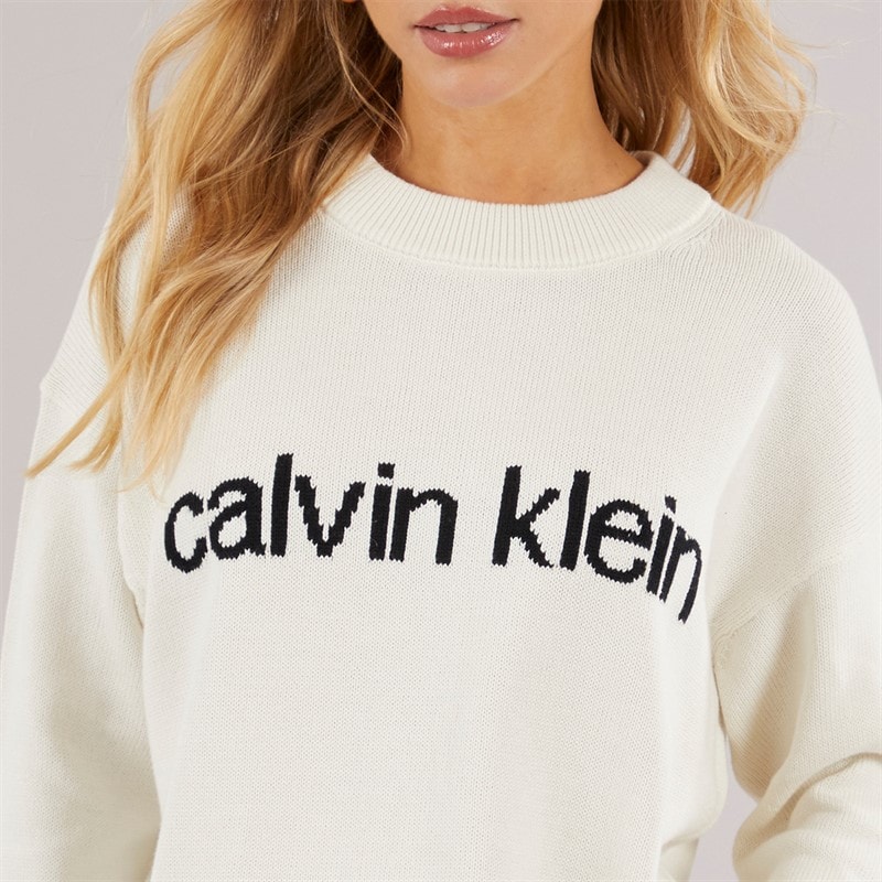 Calvin Klein Womens Cotton Graphic Sweatshirt Tofu - Image 3