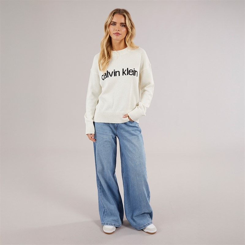 Calvin Klein Womens Cotton Graphic Sweatshirt Tofu - Image 5