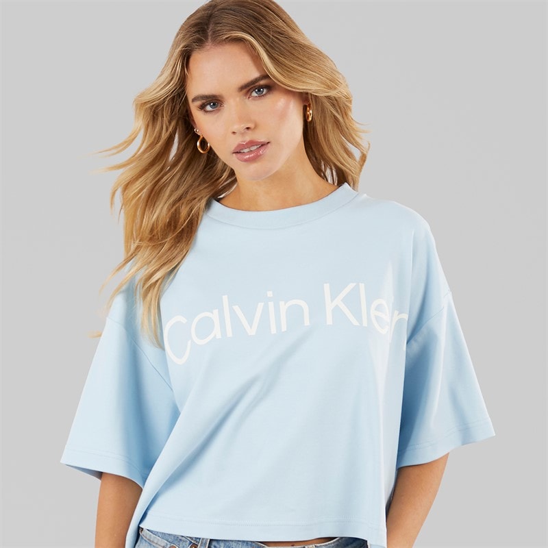 Calvin Klein Womens Graphic T-Shirt Cool Blue - Image 1