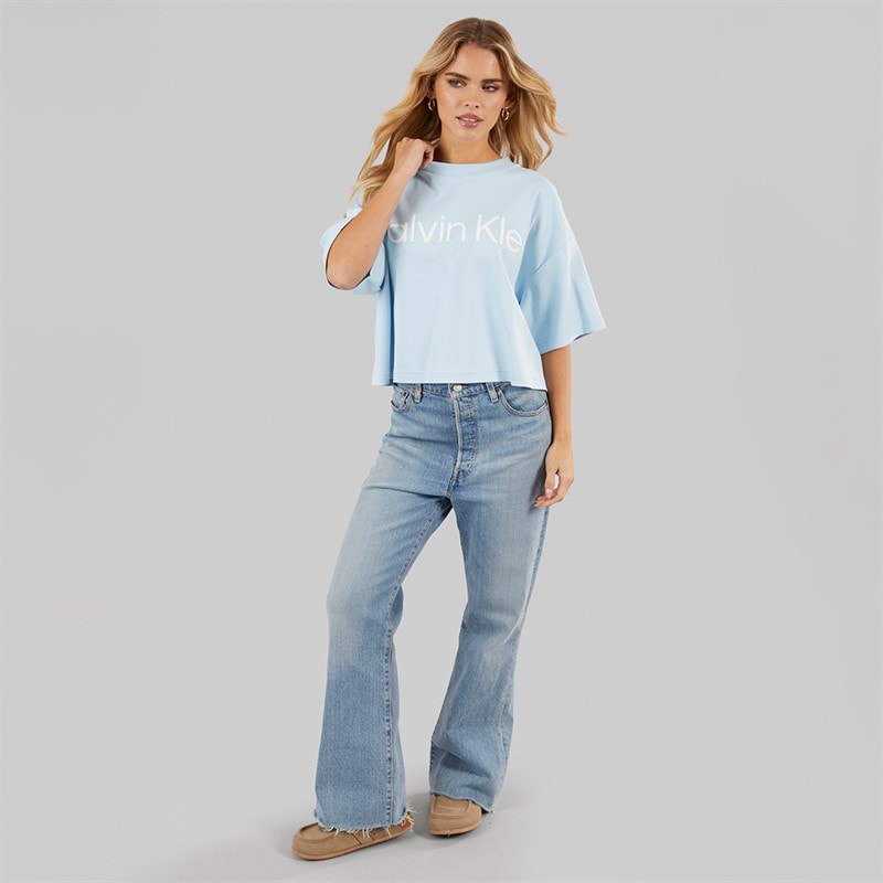 Calvin Klein Womens Graphic T-Shirt Cool Blue - Image 3