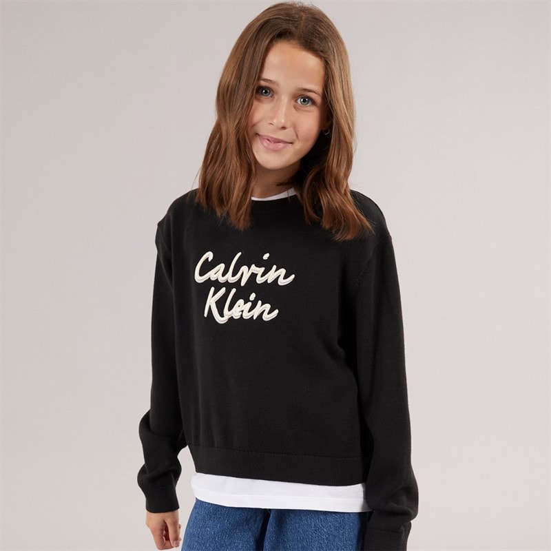 Calvin Klein Girls Logo Jumper Ck Black - Image 1