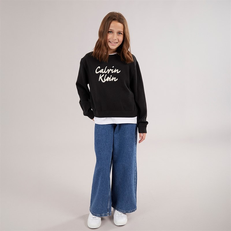 Calvin Klein Girls Logo Jumper Ck Black - Image 3