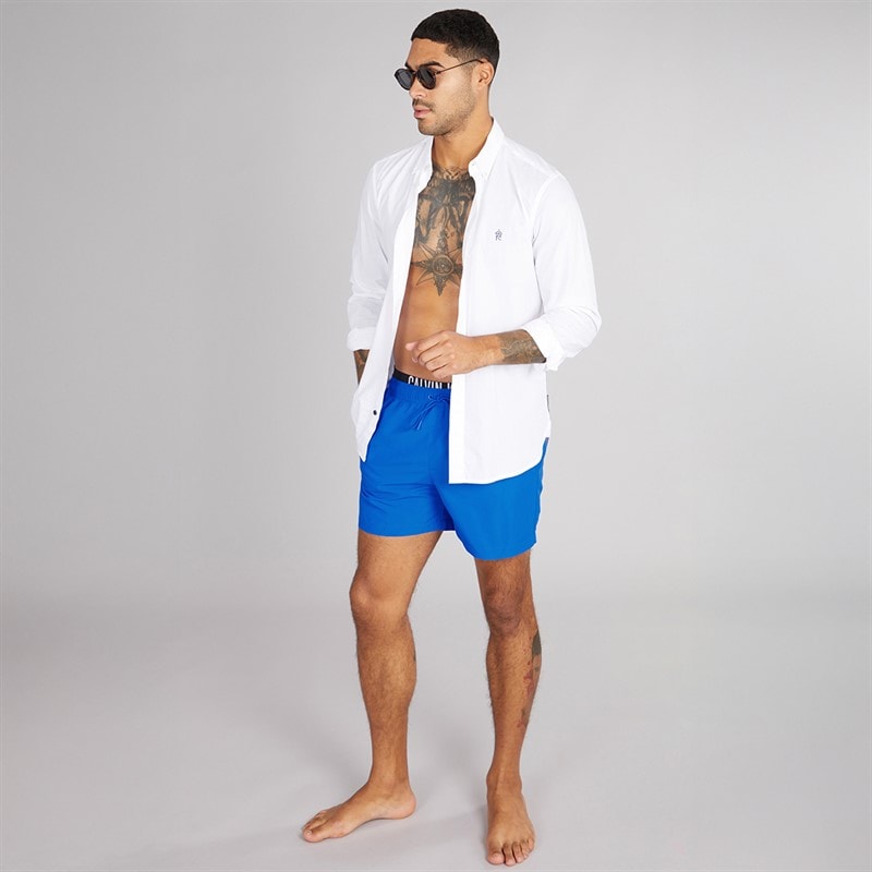 Calvin Klein Mens Double Waistband Swim Shorts Patch Of Blue - Image 3