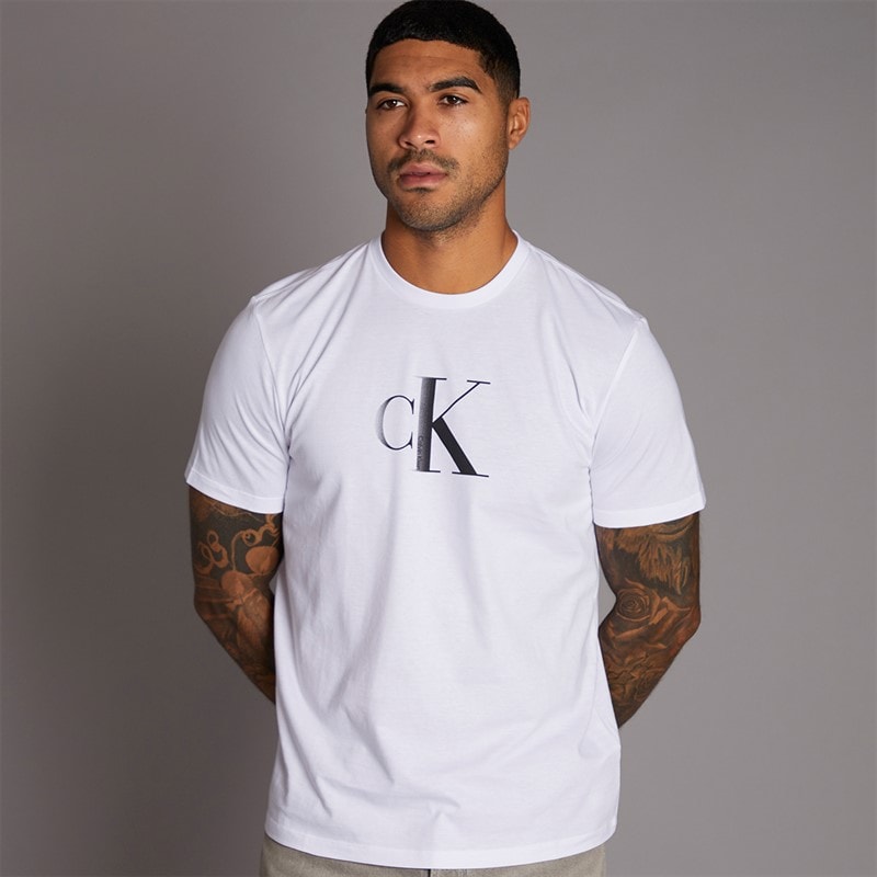 Calvin Klein Mens Center Monogram T-Shirt Brilliant White - Image 1
