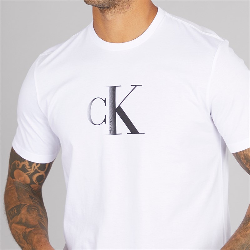 Calvin Klein Mens Center Monogram T-Shirt Brilliant White - Image 3