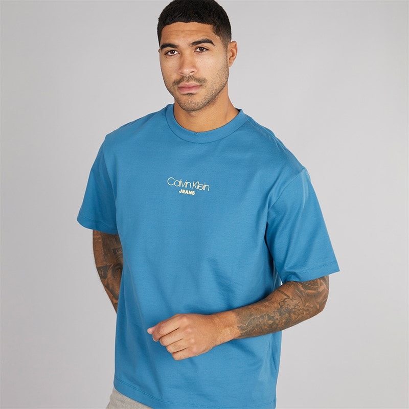 Calvin Klein Mens Relaxed Graphic T-Shirt Bluesteel - Image 1