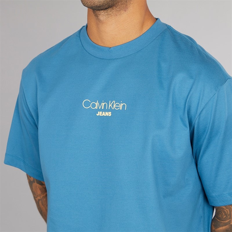 Calvin Klein Mens Relaxed Graphic T-Shirt Bluesteel - Image 3