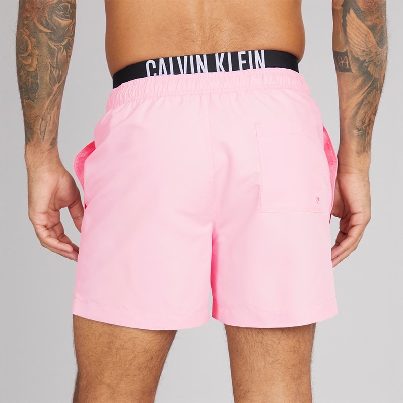 Calvin Klein Mens Double Waistband Swim Shorts Sweet Pink - Image 2