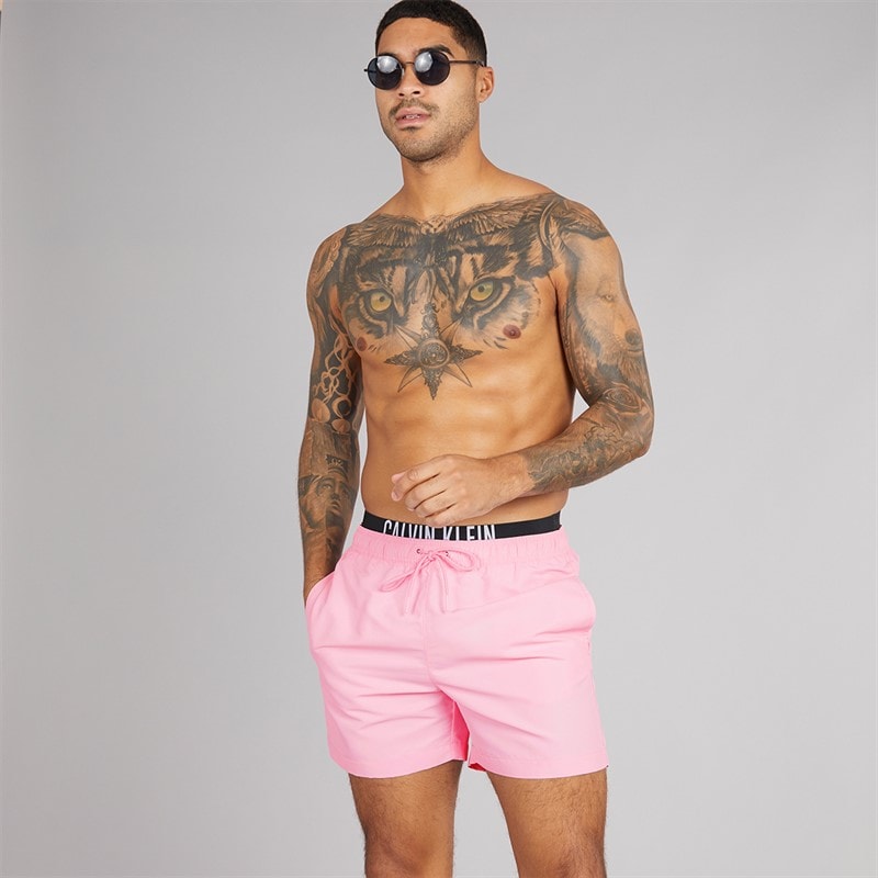 Calvin Klein Mens Double Waistband Swim Shorts Sweet Pink - Image 3