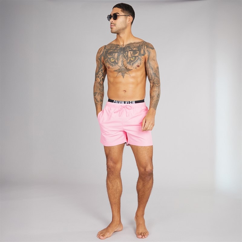 Calvin Klein Mens Double Waistband Swim Shorts Sweet Pink - Image 4