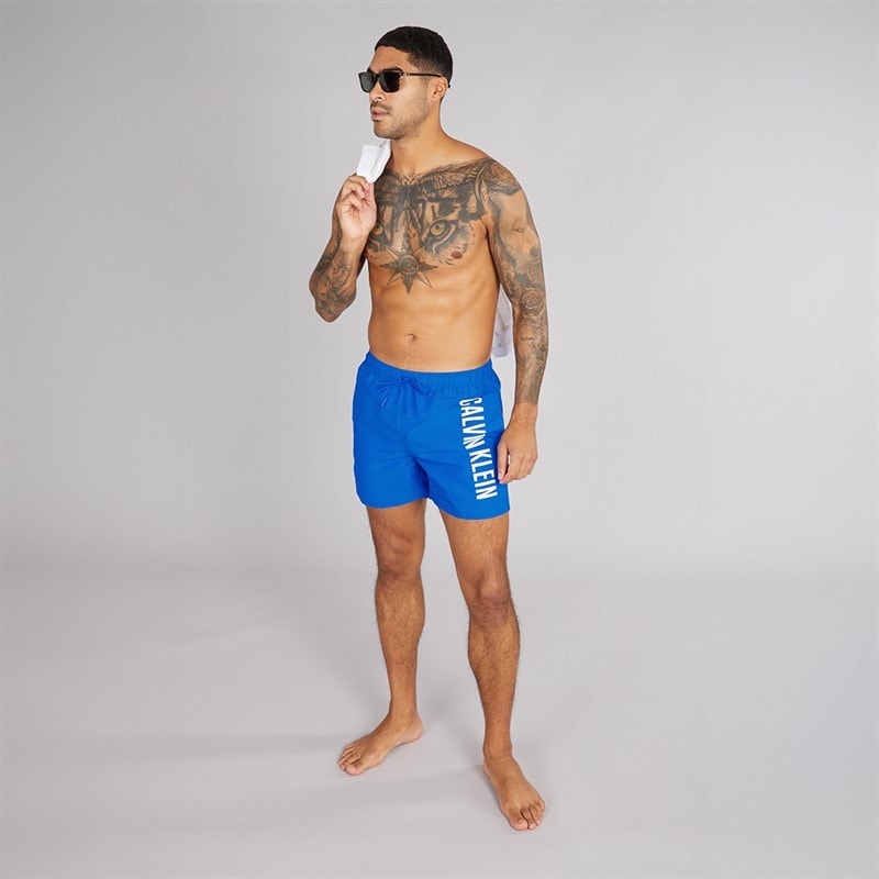 Calvin Klein Mens Medium Drawstring Swim Shorts Patch Of Blue - Image 3