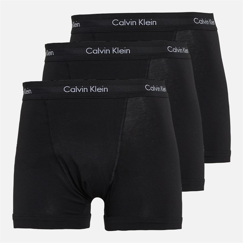 Calvin Klein Mens Cotton Stretch Three Pack Boxer Trunks Black/Black - Image 1