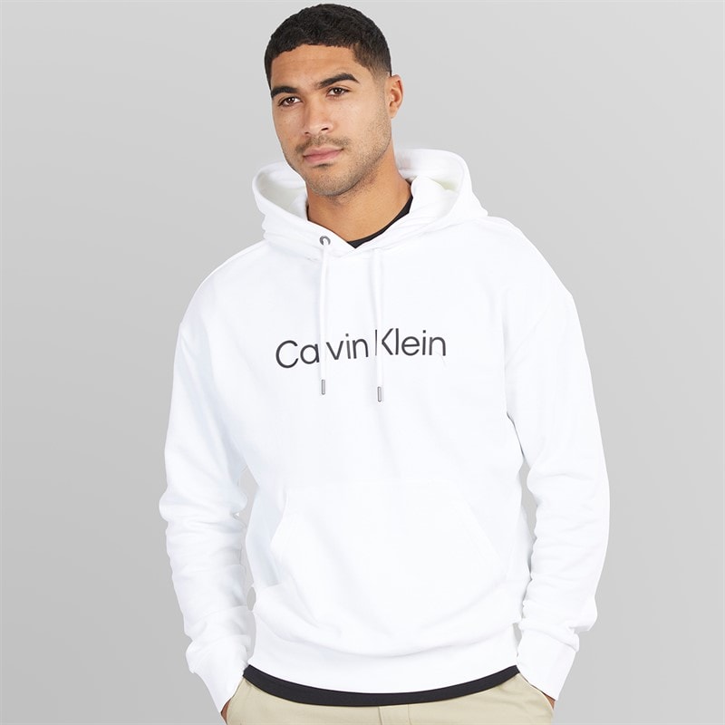 Calvin Klein Mens Hero Logo Hoodie Bright White - Image 1