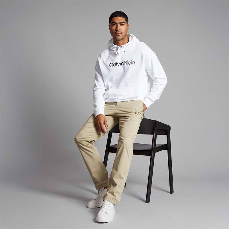 Calvin Klein Mens Hero Logo Hoodie Bright White - Image 3