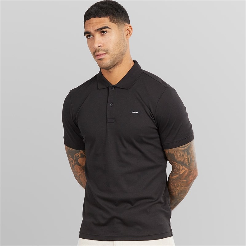 Calvin Klein Mens Smooth Cotton Slim Polo Shirt CK Black - Image 1