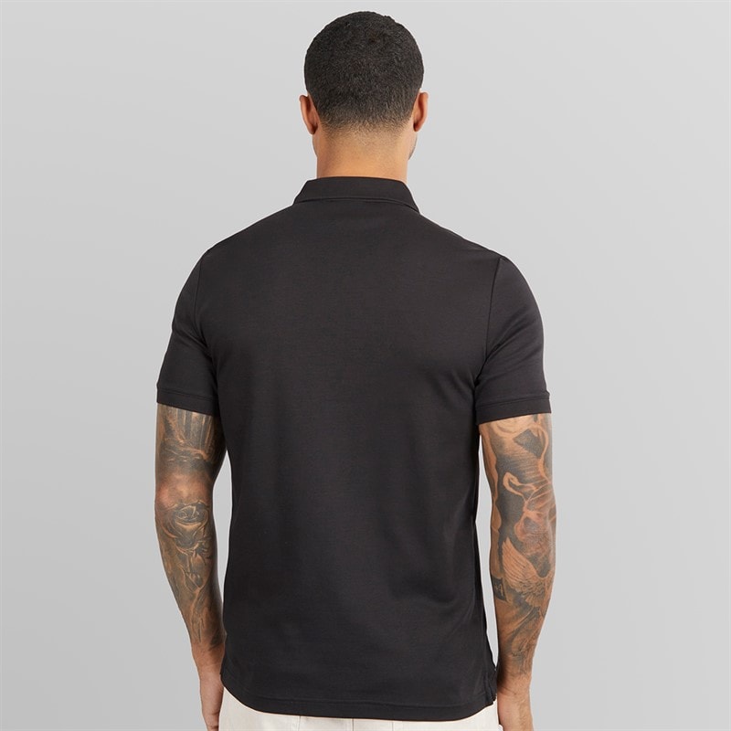 Calvin Klein Mens Smooth Cotton Slim Polo Shirt CK Black - Image 2