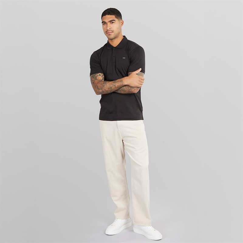 Calvin Klein Mens Smooth Cotton Slim Polo Shirt CK Black - Image 4