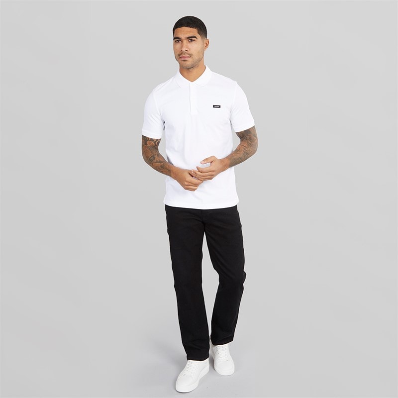 Calvin Klein Mens Stretch Pique Slim Polo Shirt Bright White - Image 4