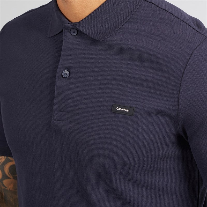 Calvin Klein Mens Stretch Pique Slim Polo Shirt Night Sky - Image 3