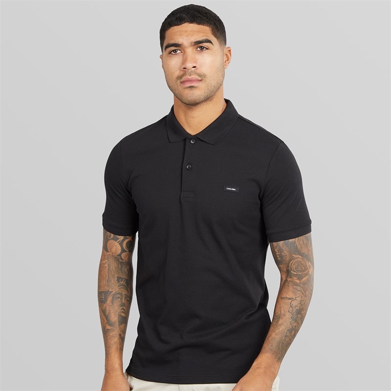 Calvin Klein Mens Stretch Pique Slim Polo Shirt CK Black - Image 1