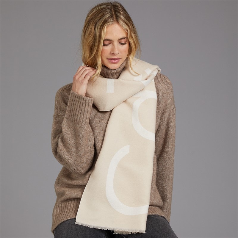 Calvin Klein Womens Bold Logo Two Tone Scarf Chateau Gray - Image 1