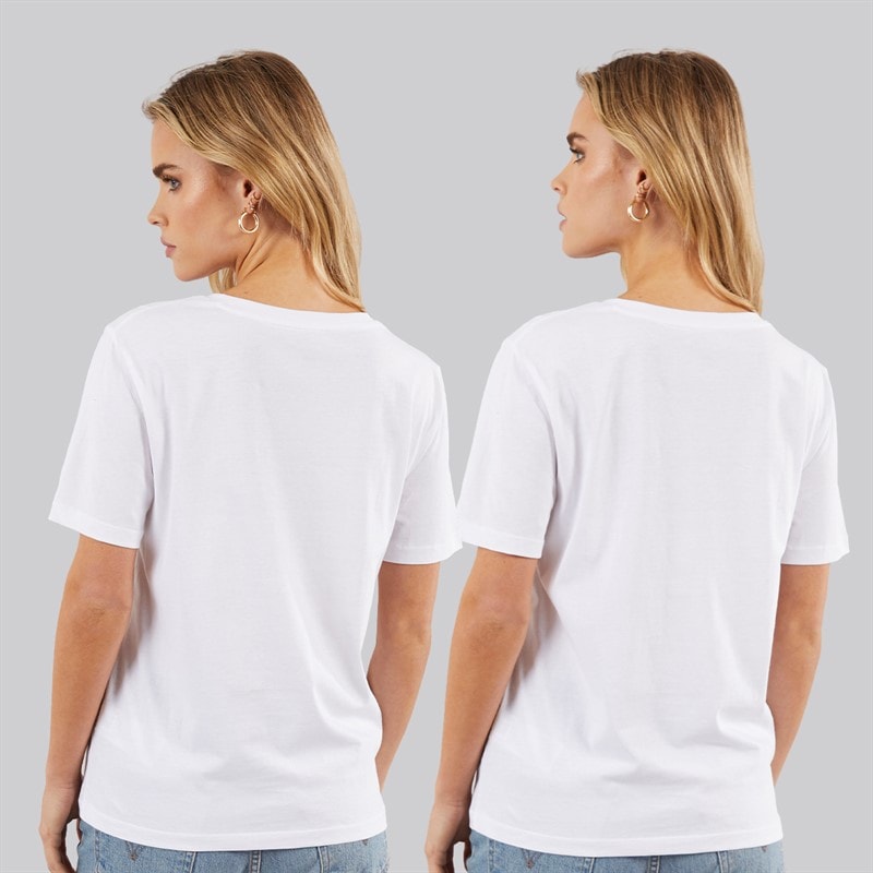 Calvin Klein Womens Logo Two Pack T-Shirts Brilliant White - Image 2