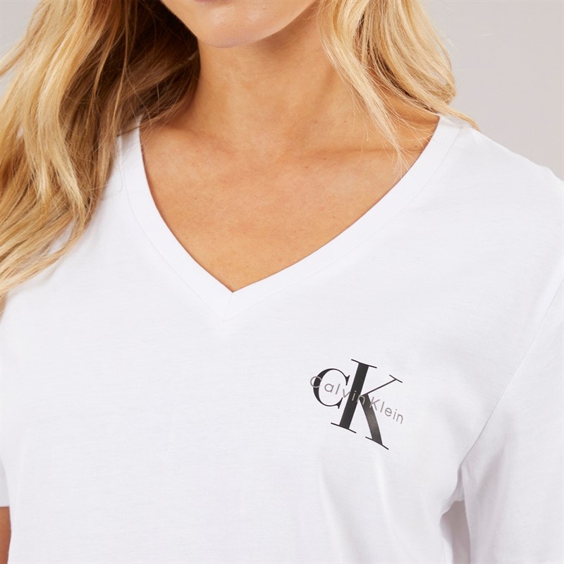 Calvin Klein Womens Logo Two Pack T-Shirts Brilliant White - Image 3