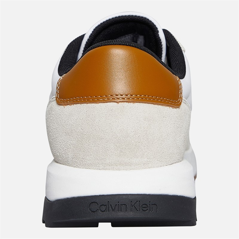 Calvin Klein Mens Colour Block Lace Up Trainers Stony Beige/White/Dried Oregano - Image 3