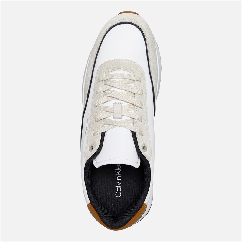 Calvin Klein Mens Colour Block Lace Up Trainers Stony Beige/White/Dried Oregano - Image 4