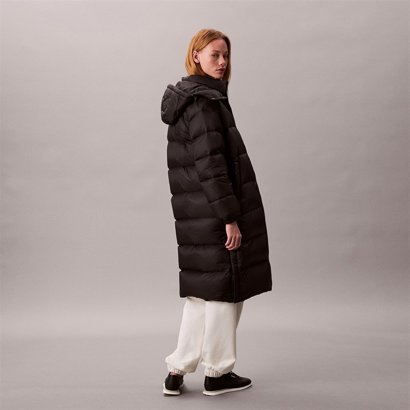 Calvin Klein Womens Essential Midweight Long Puffer Coat Black - Image 4