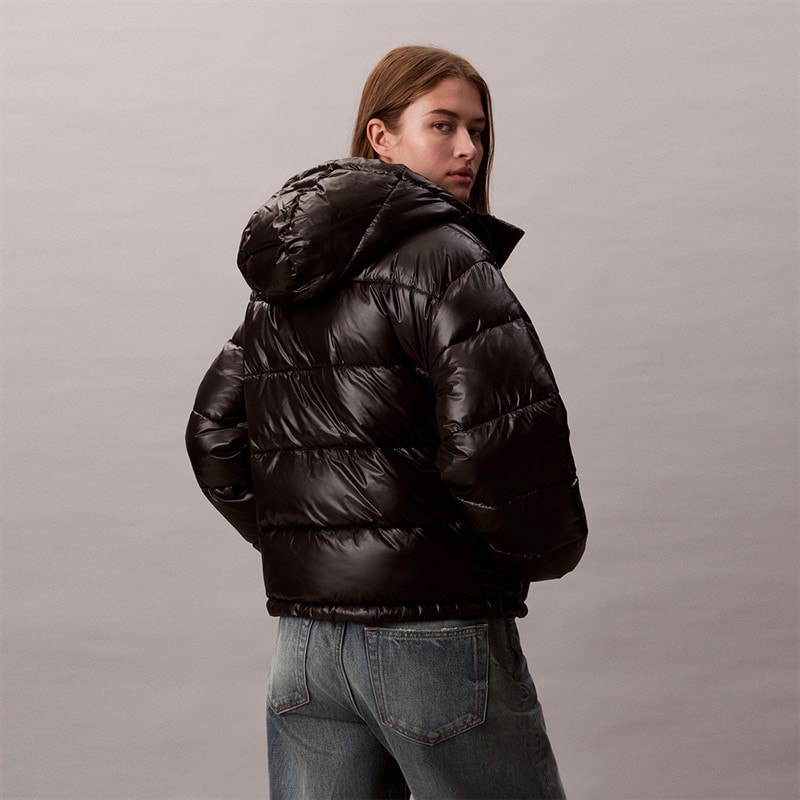 Calvin Klein Womens Shine Puffer Coat Black - Image 2