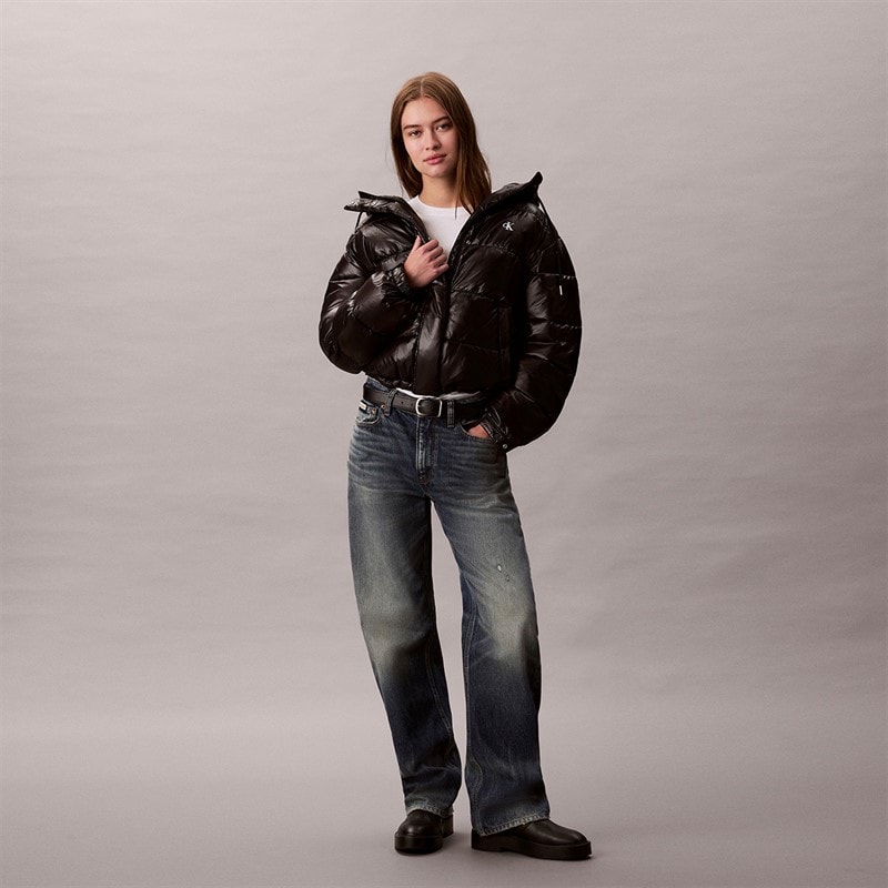 Calvin Klein Womens Shine Puffer Coat Black - Image 3