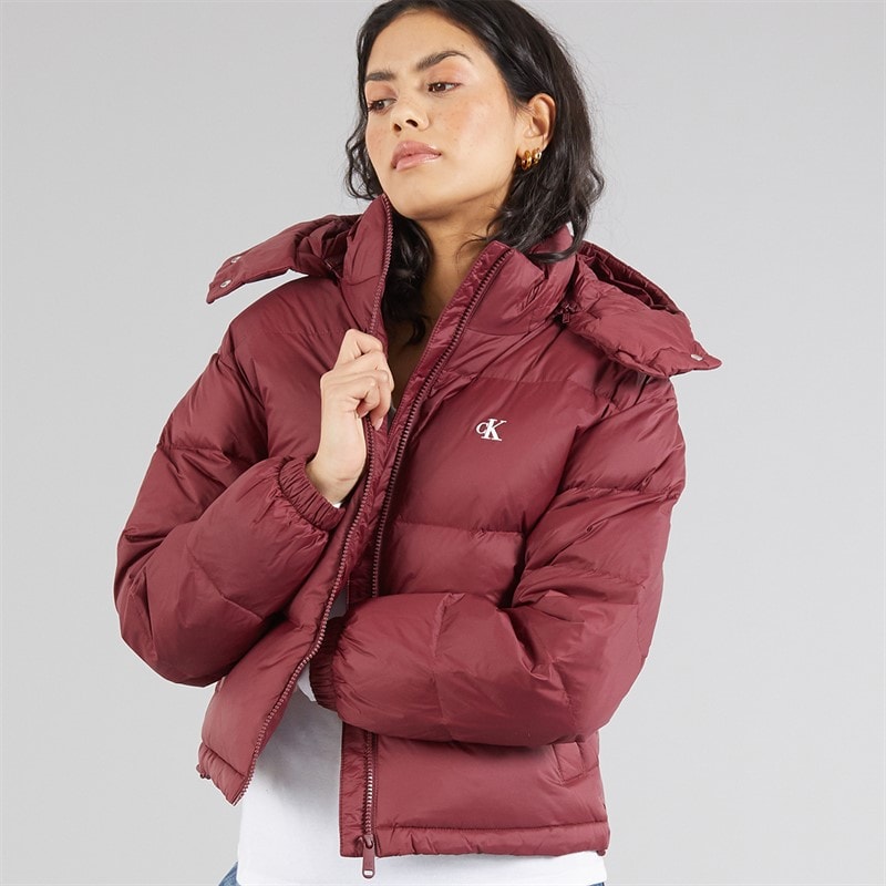 Calvin Klein Womens Essential Midweight Puffer Coat Tawny Port - Image 3