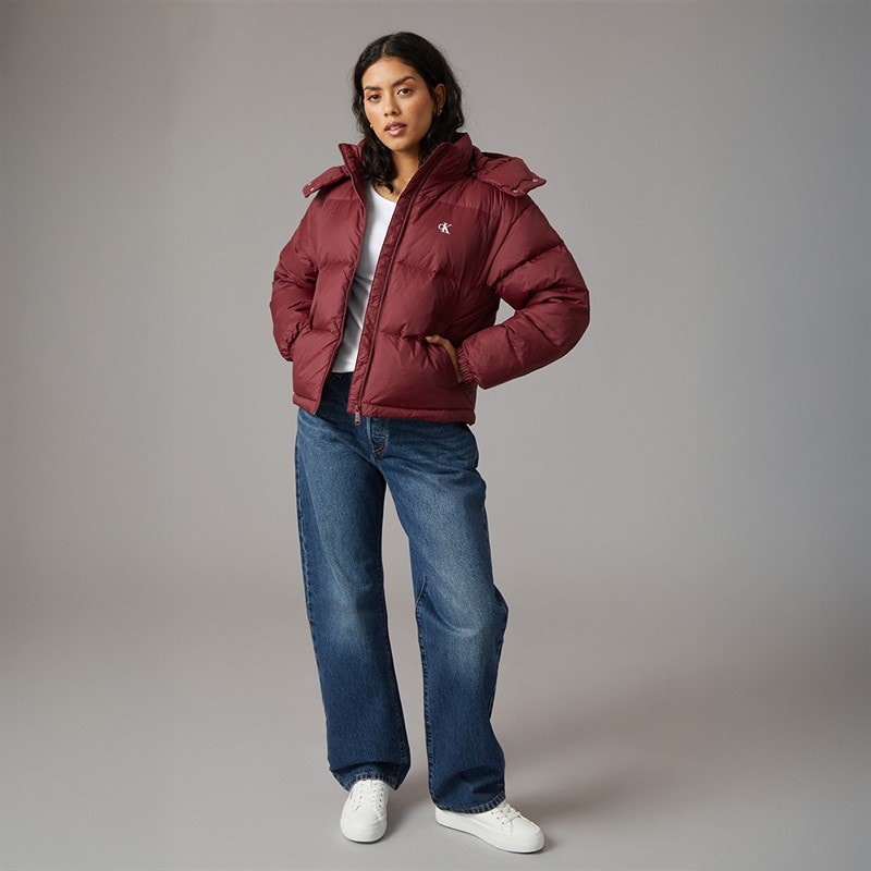 Calvin Klein Womens Essential Midweight Puffer Coat Tawny Port - Image 4