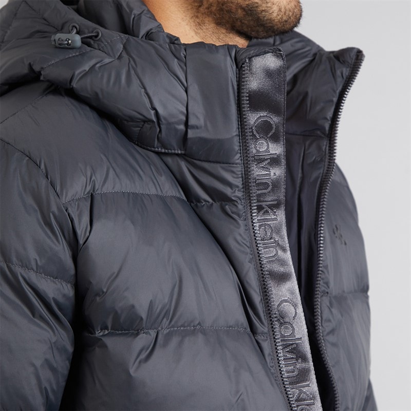 Calvin Klein Mens Zip Off Hood Down Puffer Coat Asphalt - Image 3