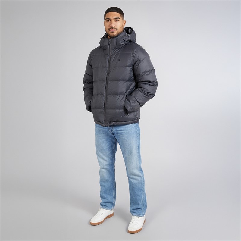 Calvin Klein Mens Zip Off Hood Down Puffer Coat Asphalt - Image 4