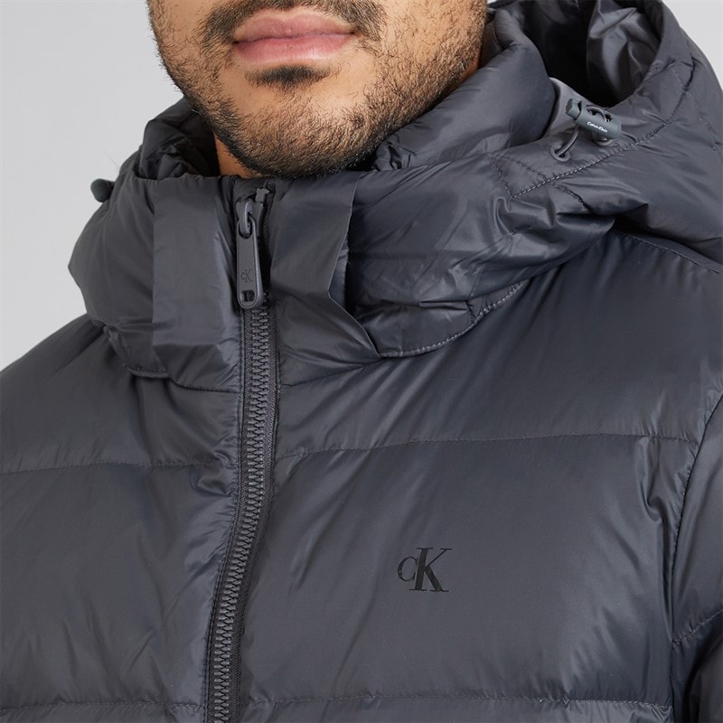 Calvin Klein Mens Zip Off Hood Down Puffer Coat Asphalt - Image 5