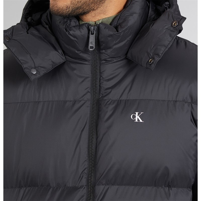 Calvin Klein Mens Long Hooded Puffer Coat Black - Image 5