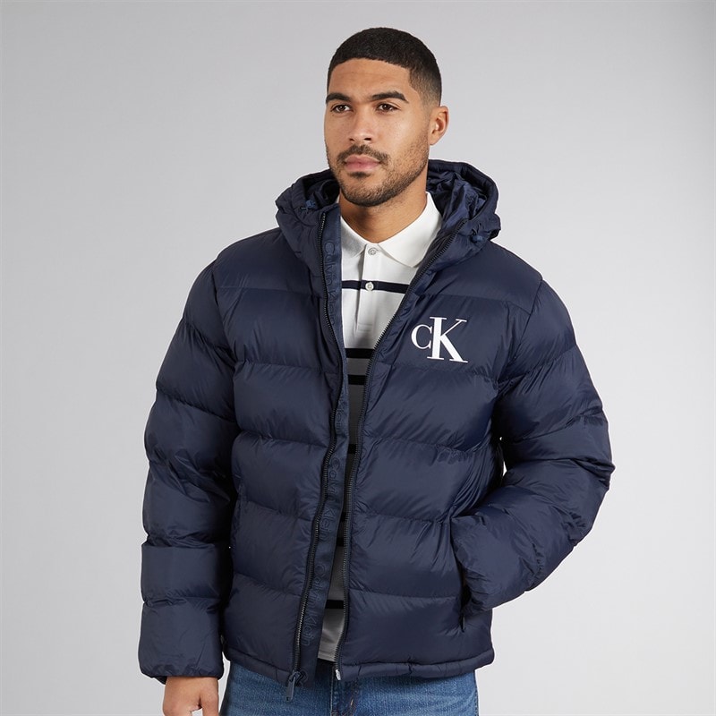 Calvin Klein Mens Monogram Puffer Coat Dark Sapphire - Image 3
