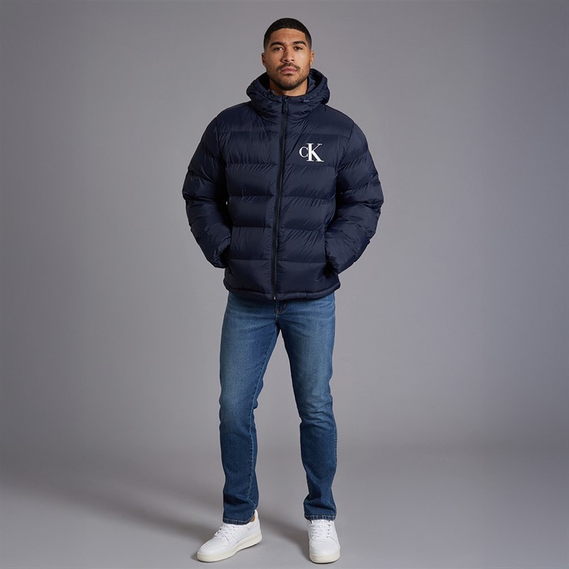 Calvin Klein Mens Monogram Puffer Coat Dark Sapphire - Image 4