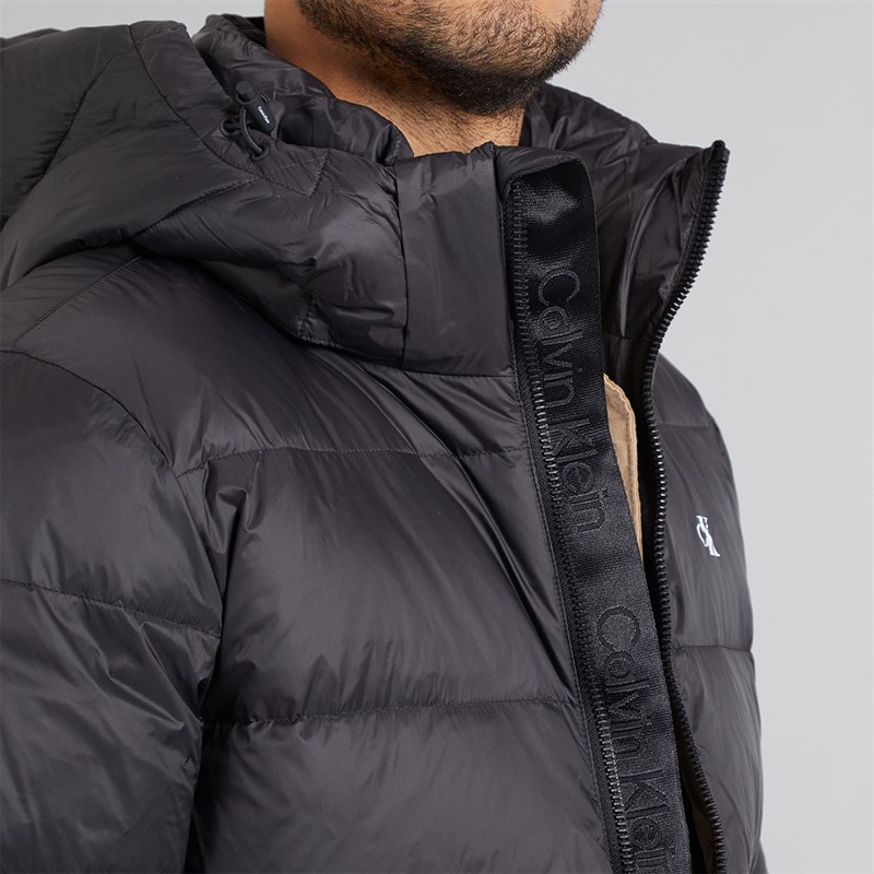 Calvin Klein Mens Zip Off Hood Down Puffer Coat Black - Image 3