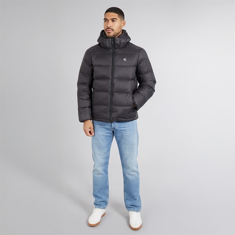 Calvin Klein Mens Zip Off Hood Down Puffer Coat Black - Image 4