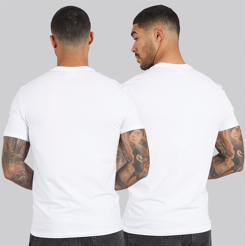 Calvin Klein Mens Two Pack Stretch Slim T-Shirts Bright White/Bright White - Image 2