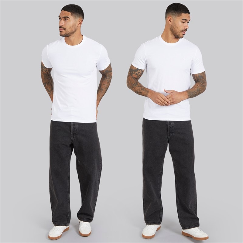 Calvin Klein Mens Two Pack Stretch Slim T-Shirts Bright White/Bright White - Image 4